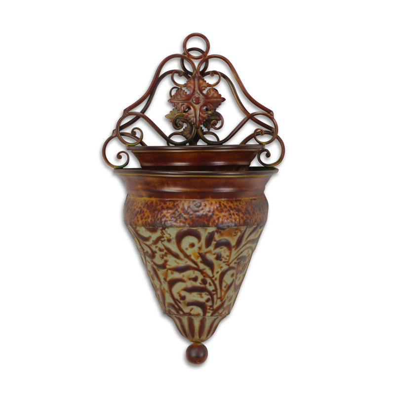 Red Barrel Studio® 2 Piece Brown Metal Wall Vase Set Wayfair